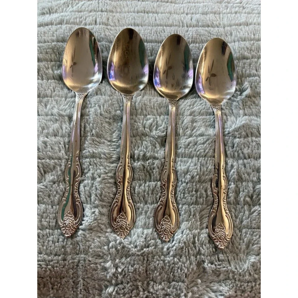 Lot Of 8 Vintage International Silver VERONA Stainless Oval Soup Spoons 7.5”